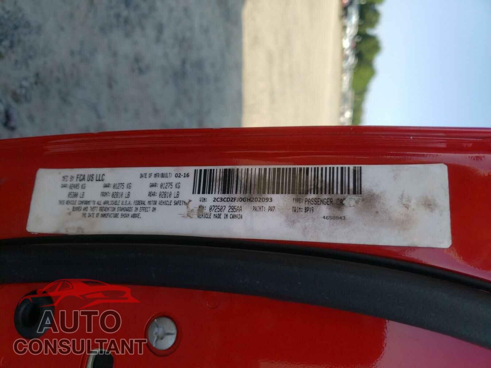 DODGE CHALLENGER 2016 - 2C3CDZFJ1GH275585