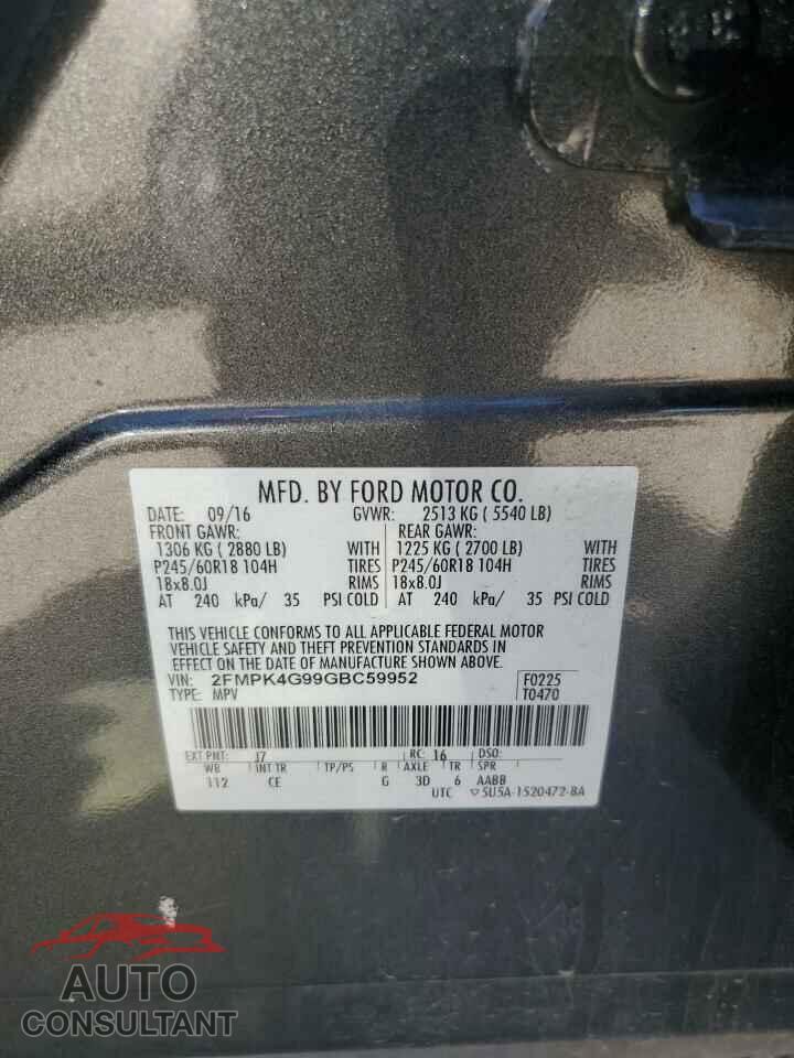 FORD EDGE 2016 - 2FMPK4G99GBC59952
