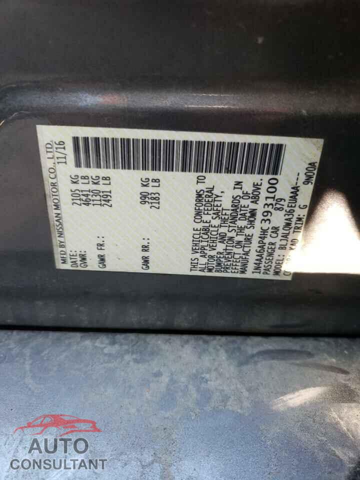 NISSAN MAXIMA 2017 - 1N4AA6AP4HC393100