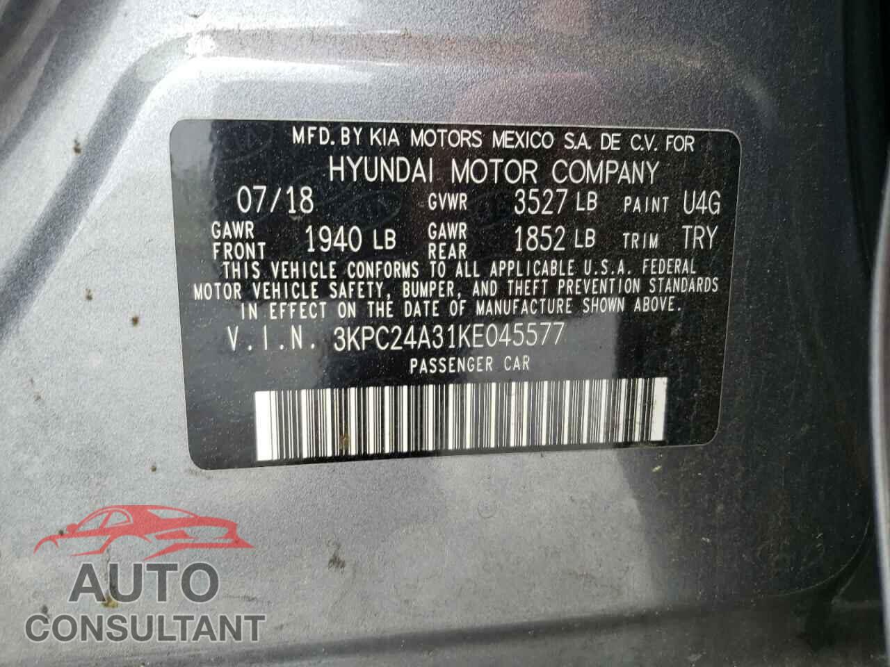 HYUNDAI ACCENT 2019 - 3KPC24A31KE045577