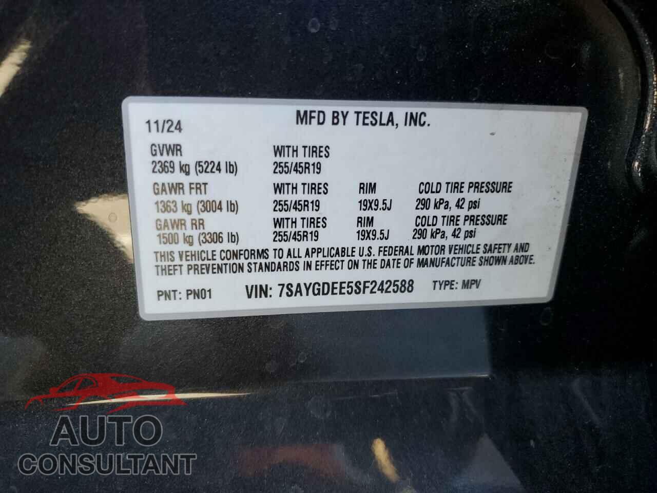 TESLA MODEL Y 2025 - 7SAYGDEE5SF242588
