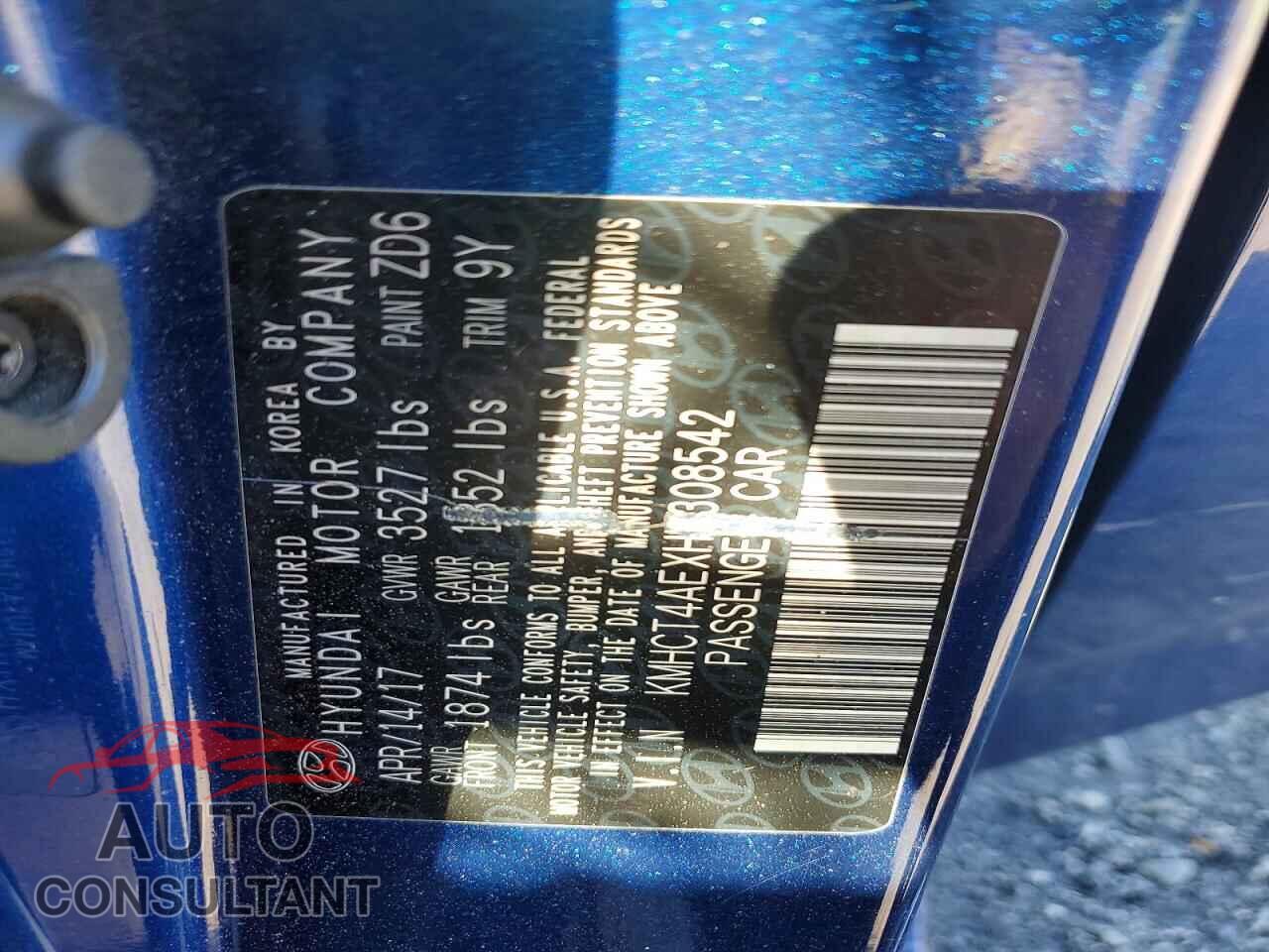 HYUNDAI ACCENT 2017 - KMHCT4AEXHU308542
