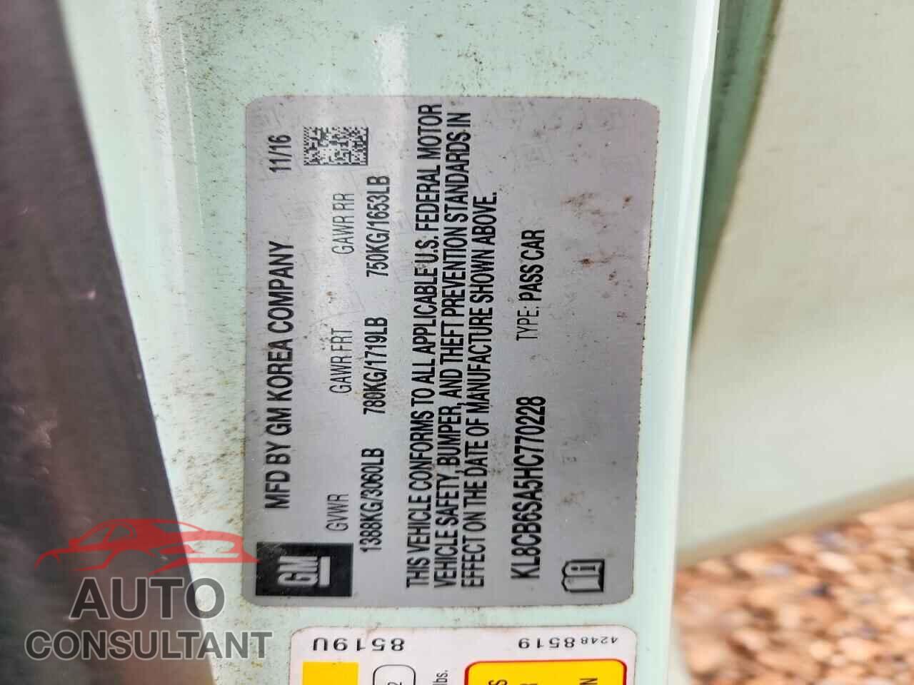 CHEVROLET SPARK 2017 - KL8CB6SA5HC770228