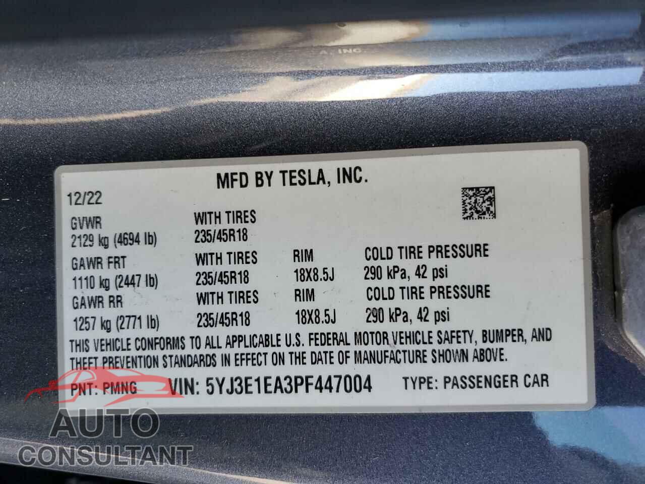 TESLA MODEL 3 2023 - 5YJ3E1EA3PF447004