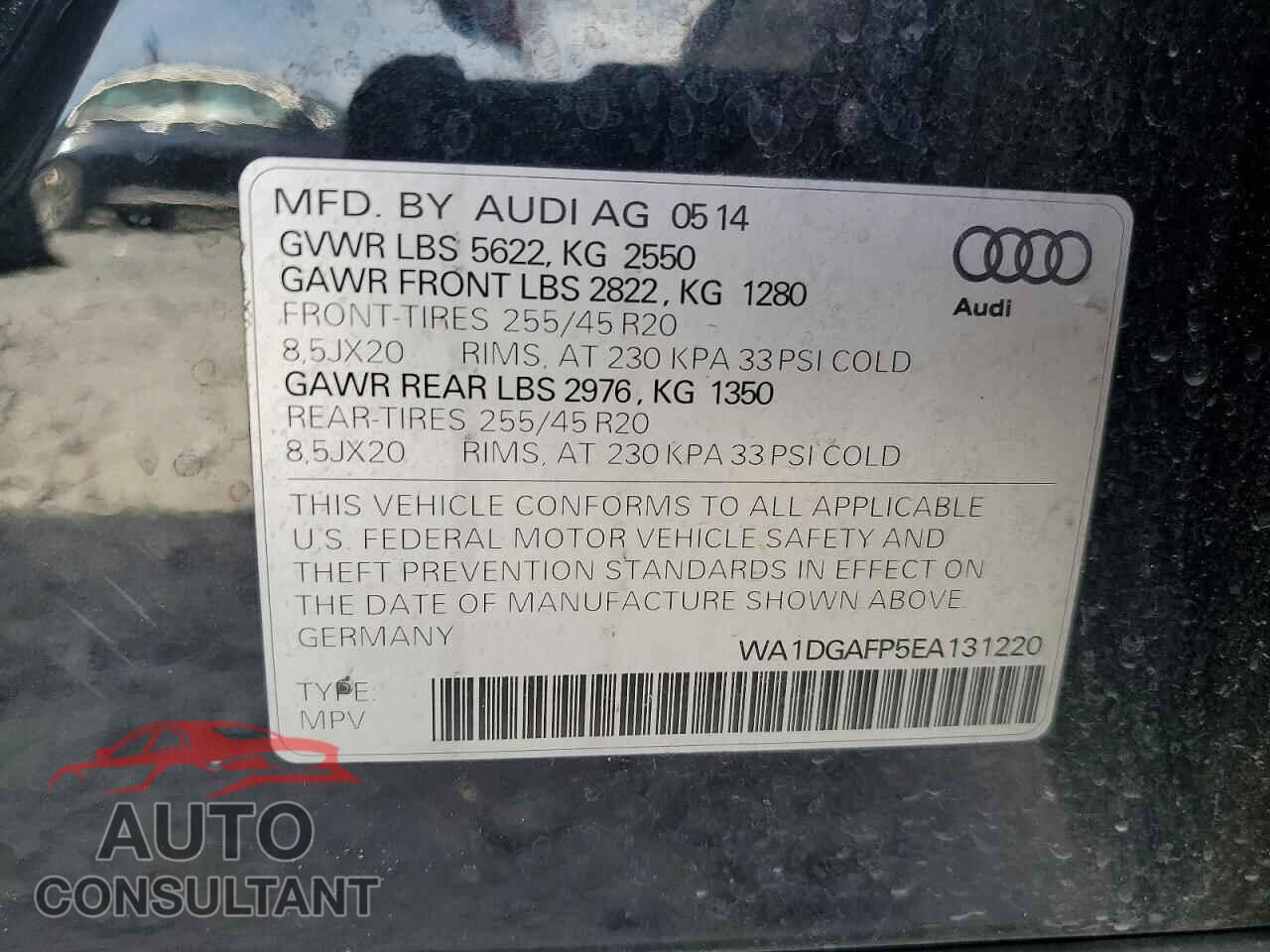 AUDI Q5 2014 - WA1DGAFP5EA131220