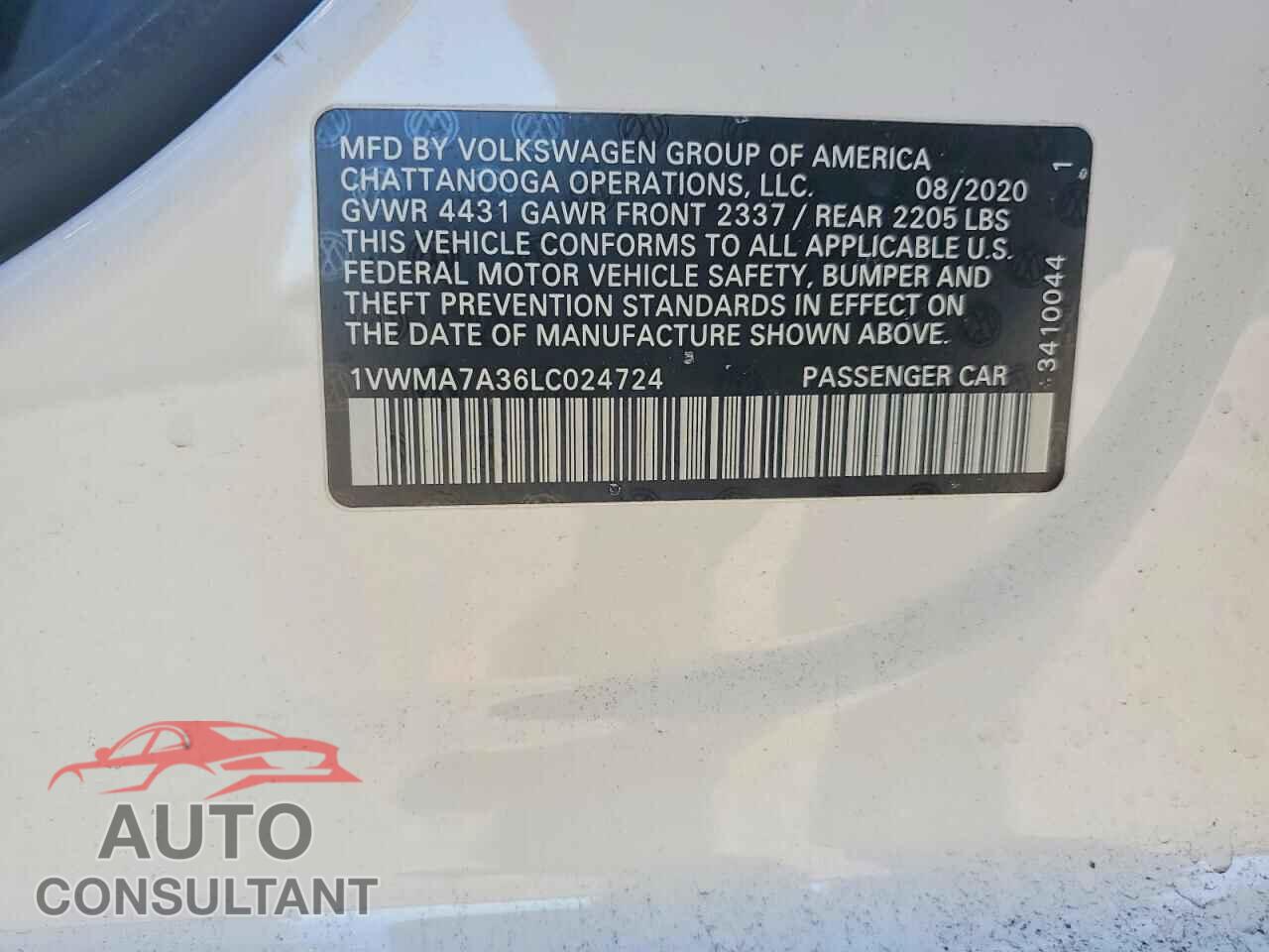 VOLKSWAGEN PASSAT 2020 - 1VWMA7A36LC024724