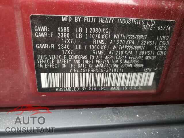 SUBARU OUTBACK 2014 - 4S4BRBDC8E3318111