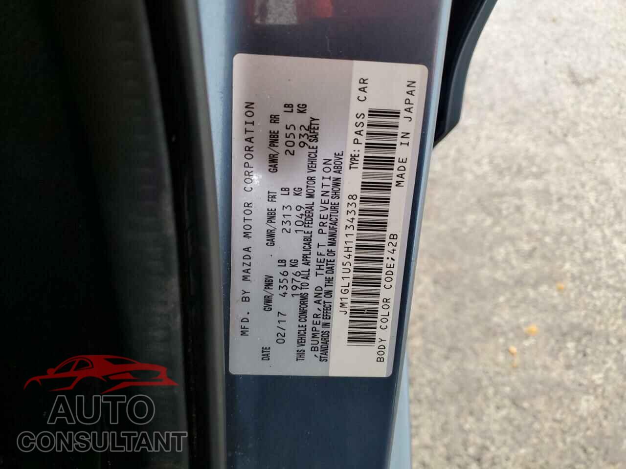 MAZDA 6 2017 - JM1GL1U54H1134338