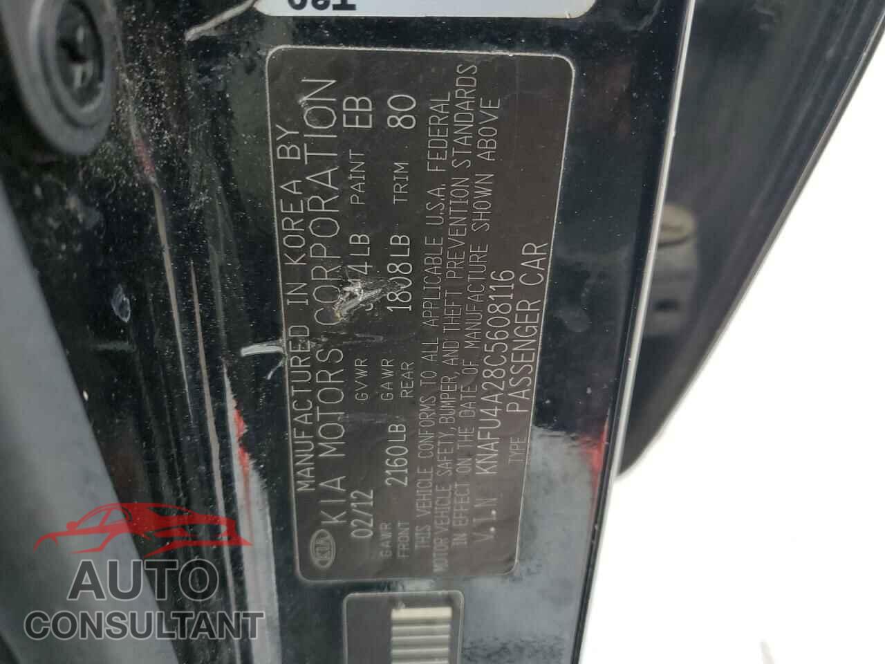 KIA FORTE 2012 - KNAFU4A28C5608116