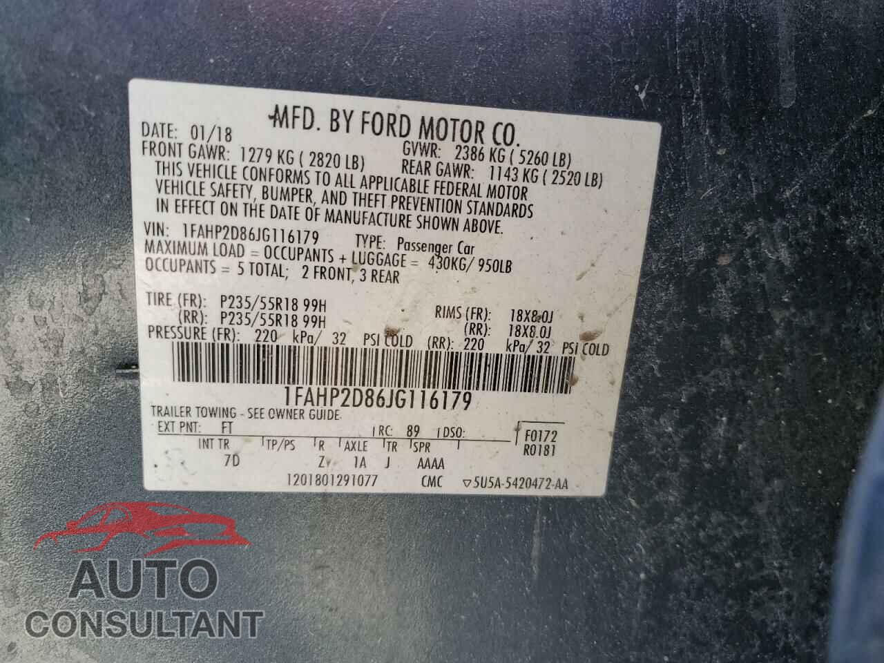FORD TAURUS 2018 - 1FAHP2D86JG116179
