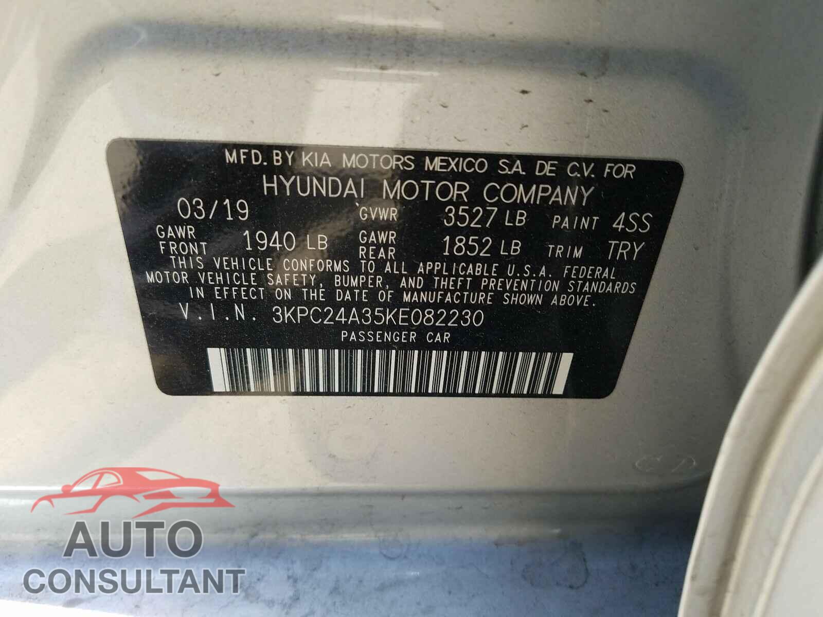 HYUNDAI ACCENT 2019 - 3KPC24A35KE082230