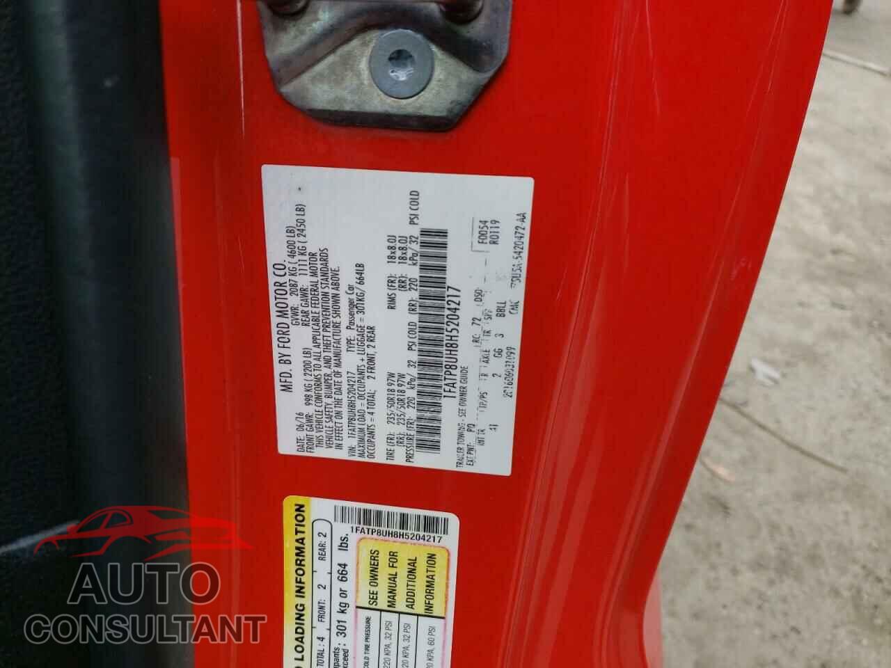 FORD MUSTANG 2017 - 1FATP8UH8H5204217