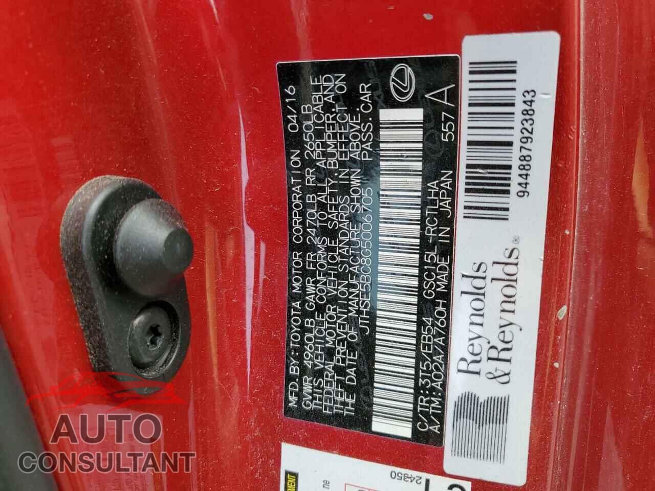 LEXUS RX350 2016 - JTHSE5BC8G5006705