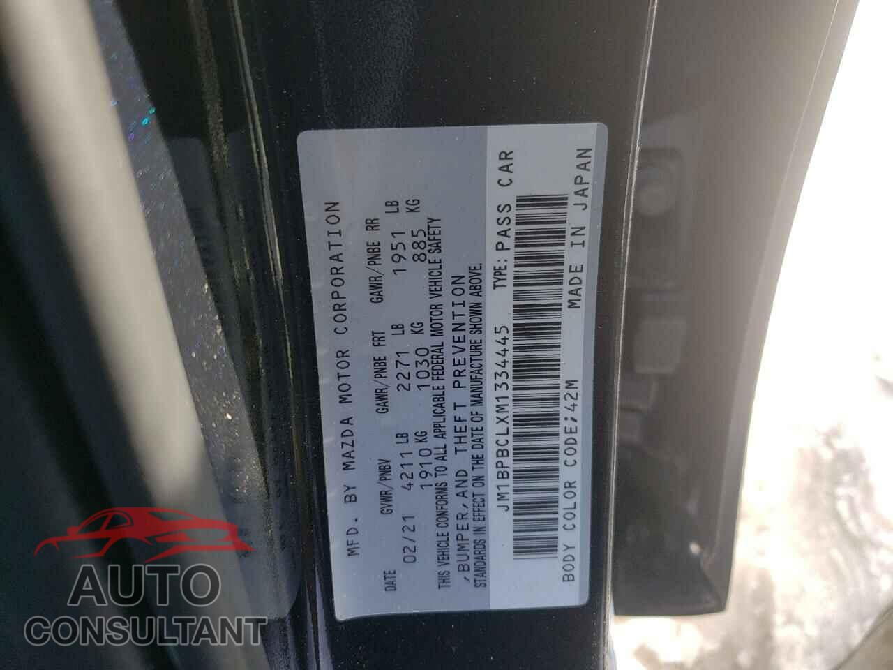 MAZDA 3 2021 - JM1BPBCLXM1334445