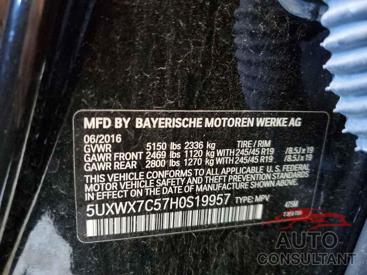 BMW X3 2017 - 5UXWX7C57H0S19957