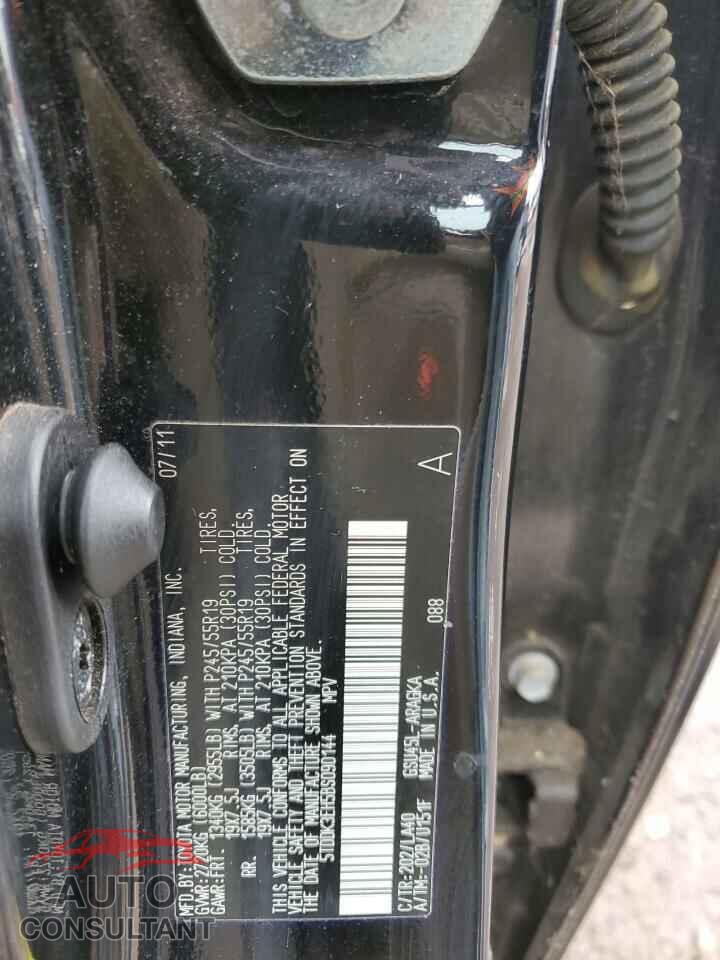TOYOTA HIGHLANDER 2011 - 5TDDK3EH5BS090144