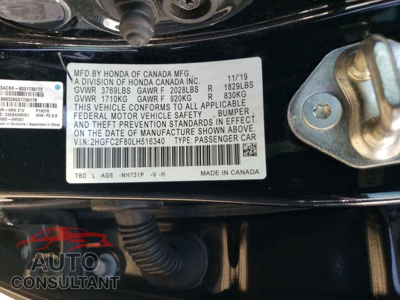 HONDA CIVIC 2020 - 2HGFC2F80LH516340