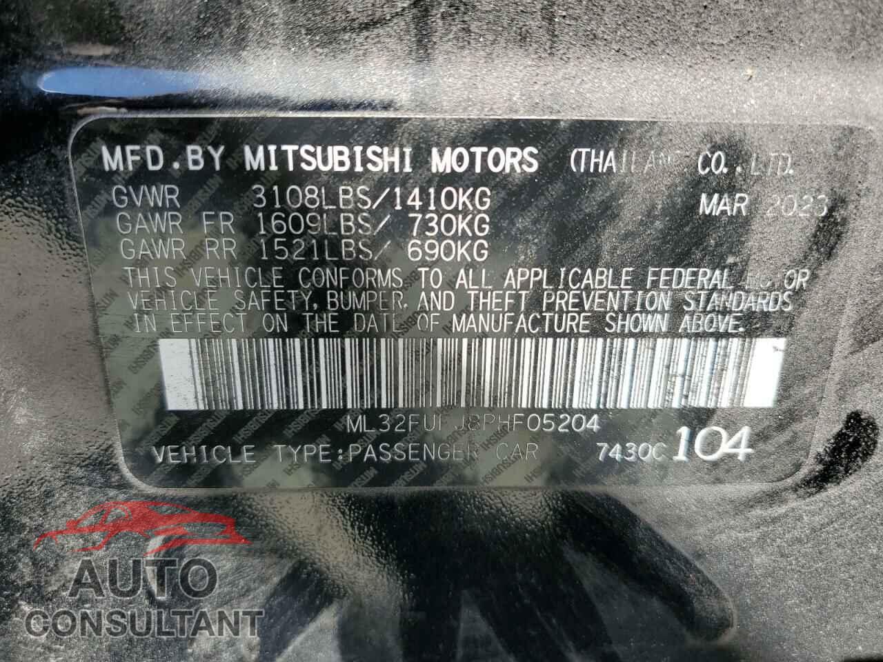 MITSUBISHI MIRAGE 2023 - ML32FUFJ8PHF05204