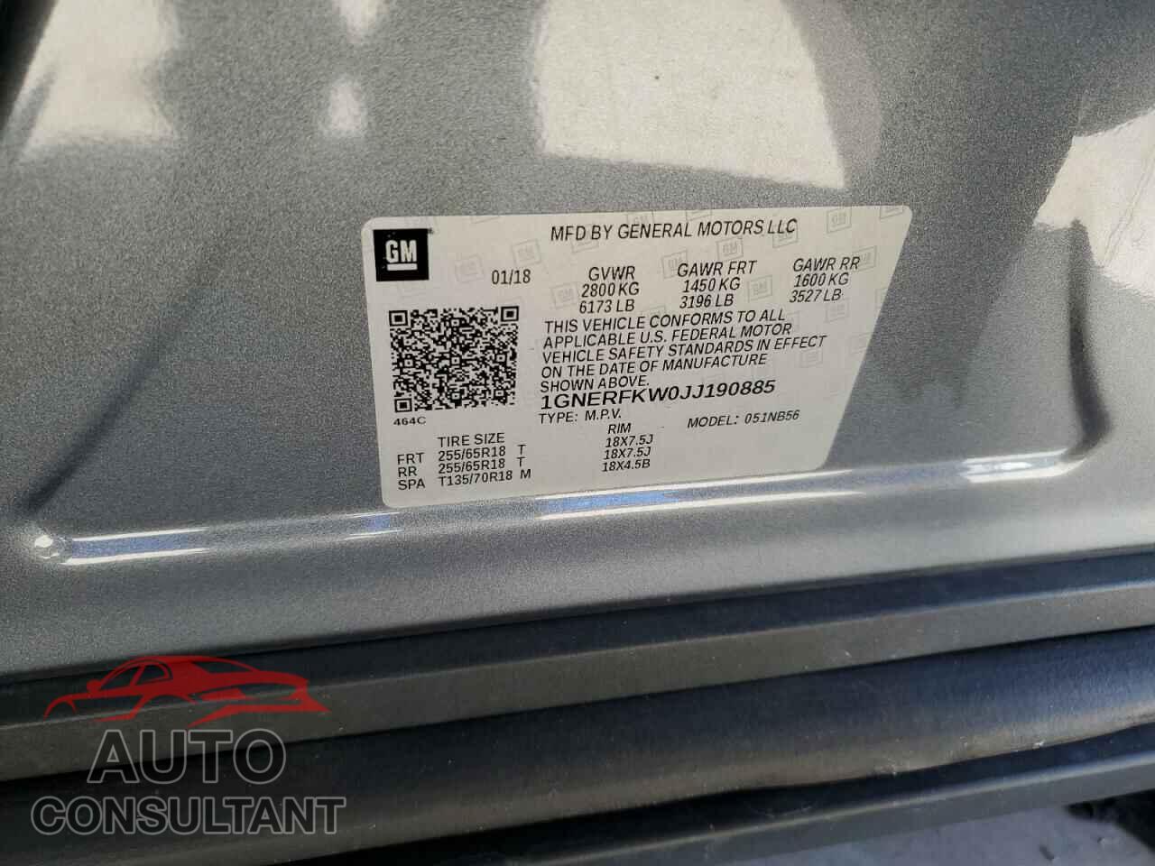 CHEVROLET TRAVERSE 2018 - 1GNERFKW0JJ190885