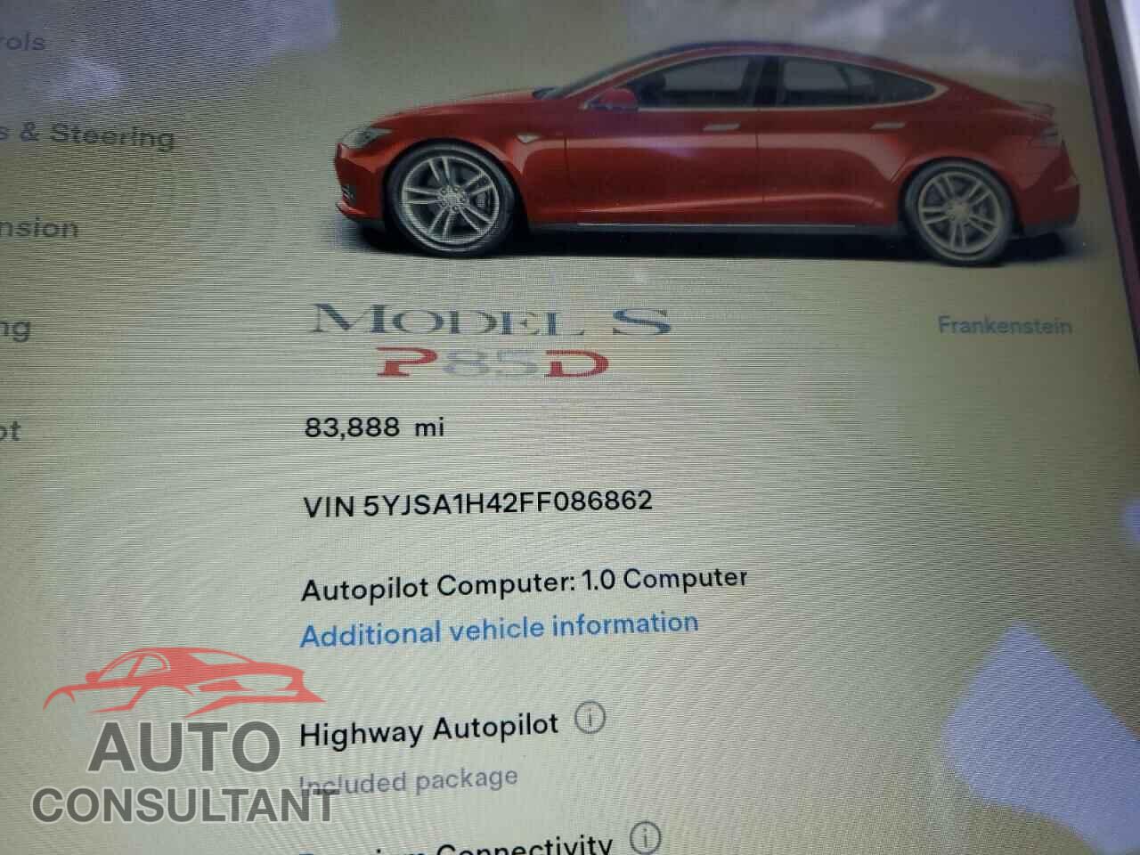TESLA MODEL S 2015 - 5YJSA1H42FF086862