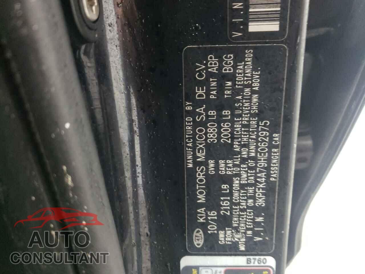 KIA FORTE 2017 - 3KPFK4A79HE062975