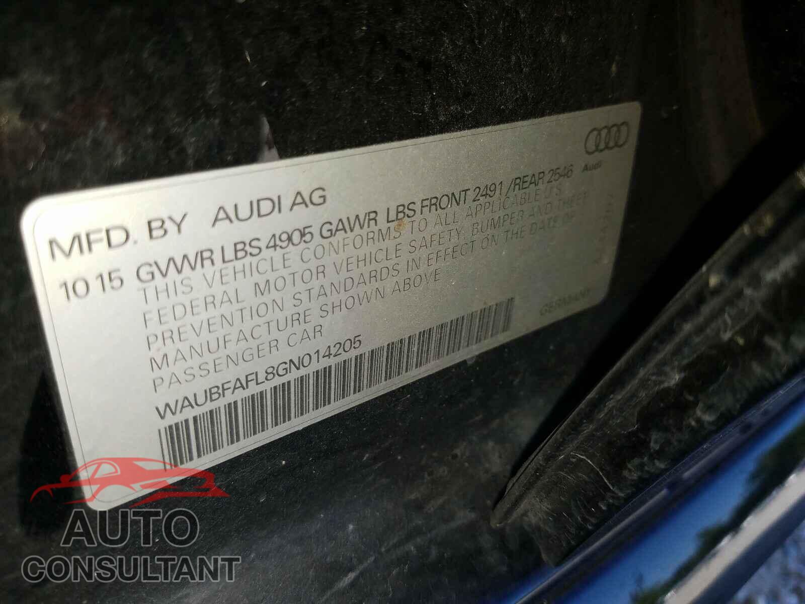 AUDI A4 2016 - WAUBFAFL8GN014205