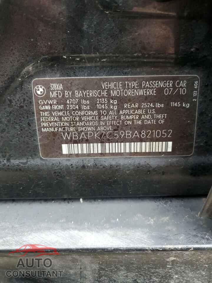 BMW 3 SERIES 2011 - WBAPK7C59BA821052