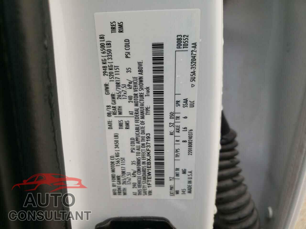 FORD F-150 2018 - 1FTEW1EBXJKF37193