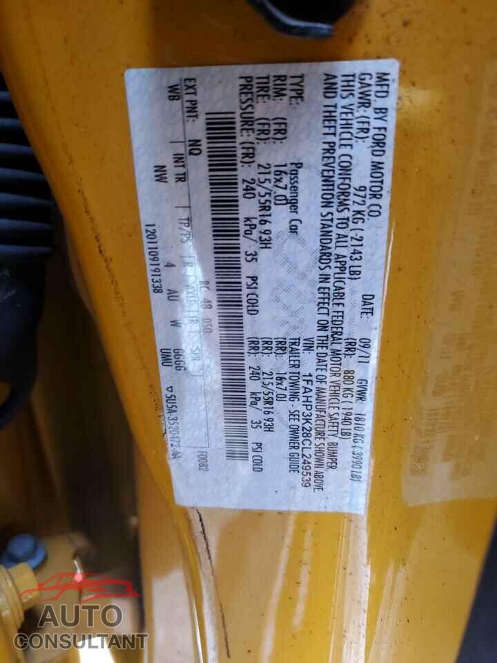 FORD FOCUS 2012 - 1FAHP3K28CL249539