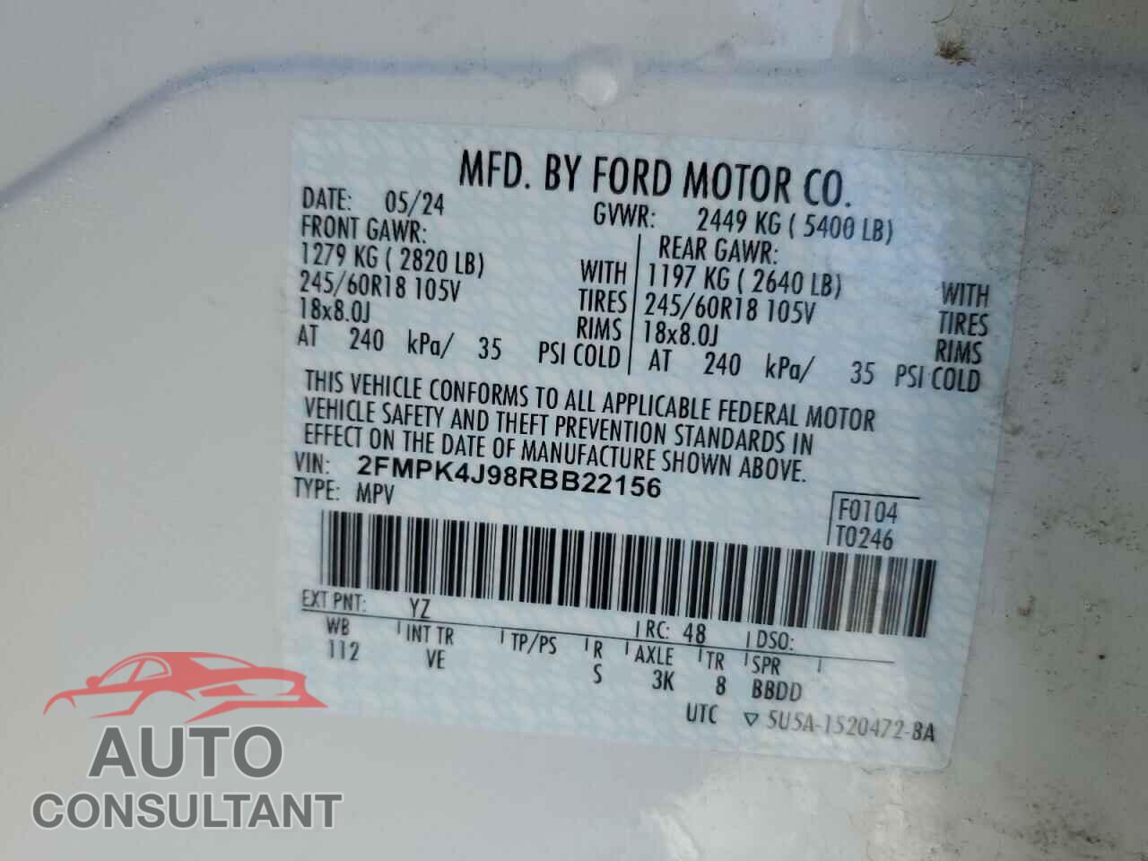 FORD EDGE 2024 - 2FMPK4J98RBB22156
