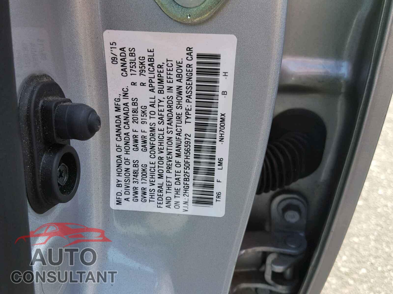 HONDA CIVIC LX 2015 - 2HGFB2F50FH565972