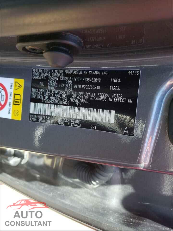 LEXUS RX350 2017 - 2T2BZMCA9HC068028