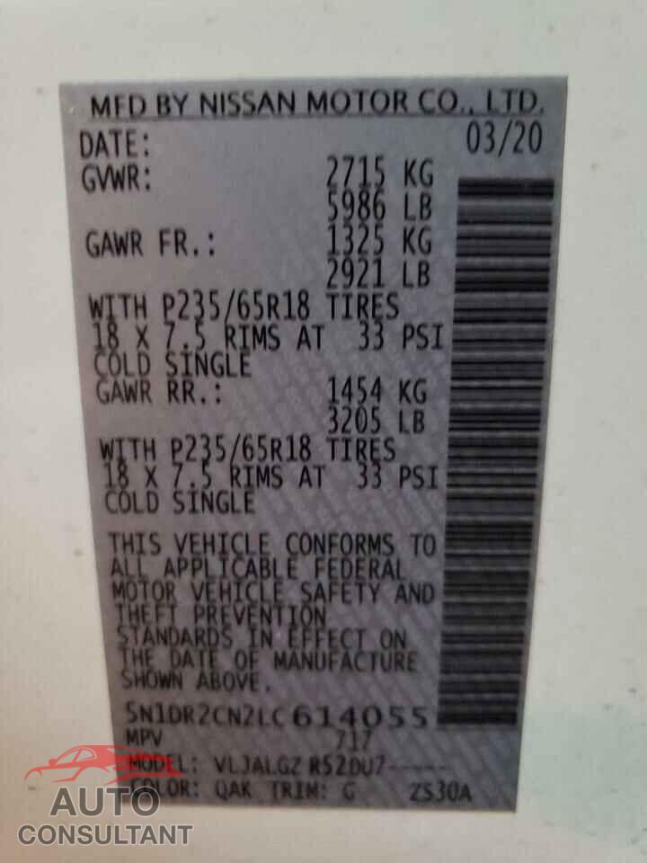 NISSAN PATHFINDER 2020 - 5N1DR2CN2LC614055