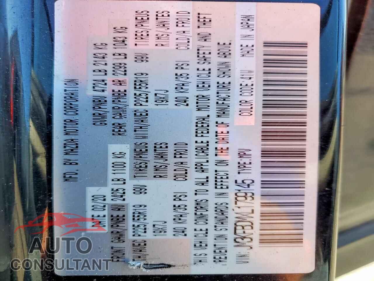 MAZDA CX-5 2020 - JM3KFBDMXL1799145