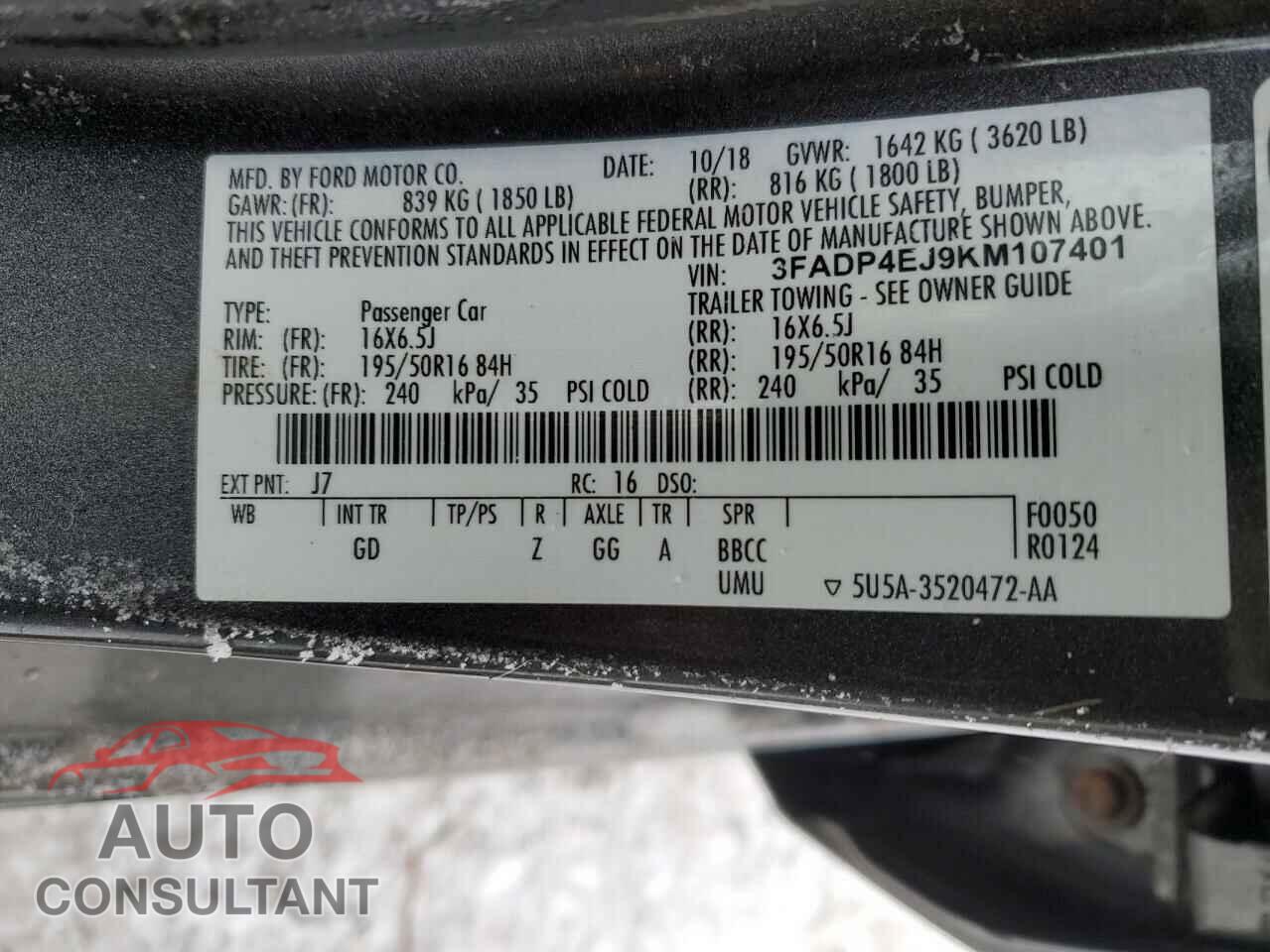FORD FIESTA 2019 - 3FADP4EJ9KM107401