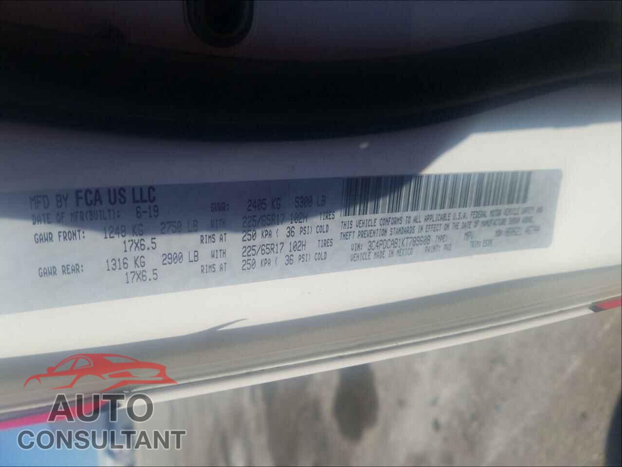 DODGE JOURNEY 2019 - 3C4PDCAB1KT789608