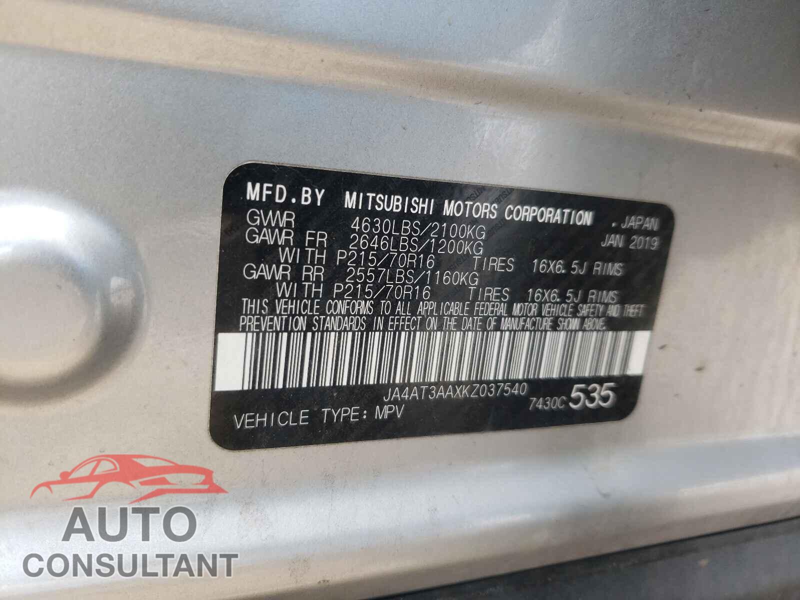 MITSUBISHI ECLIPSE 2019 - JA4AT3AAXKZ037540