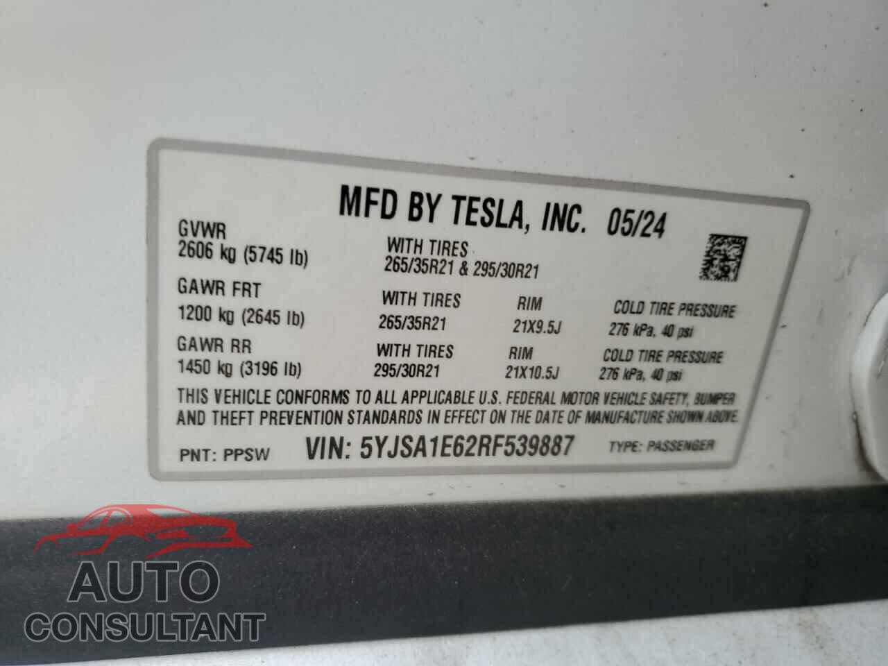 TESLA MODEL S 2024 - 5YJSA1E62RF539887