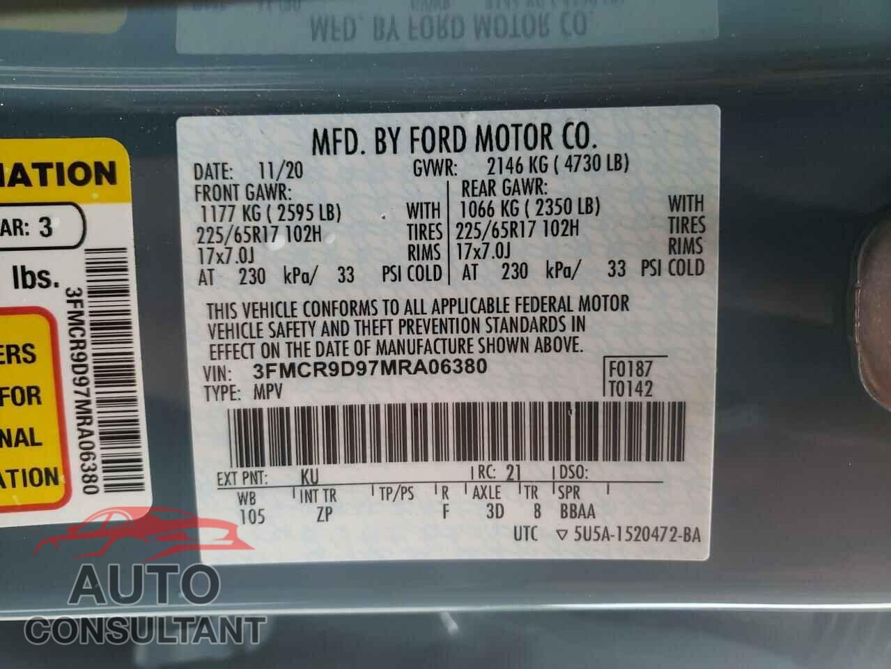 FORD BRONCO 2021 - 3FMCR9D97MRA06380
