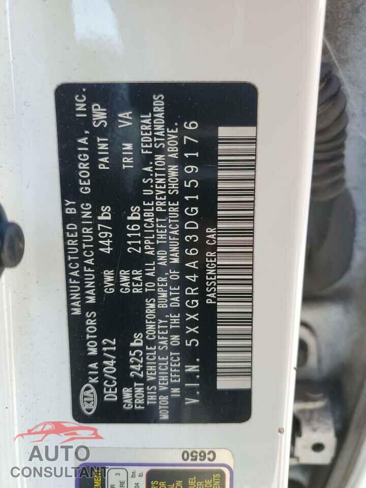 KIA OPTIMA 2013 - 5XXGR4A63DG159176