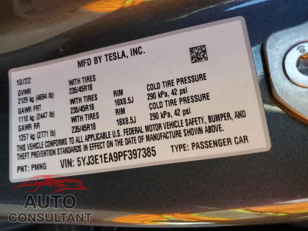 TESLA MODEL 3 2023 - 5YJ3E1EA9PF397385