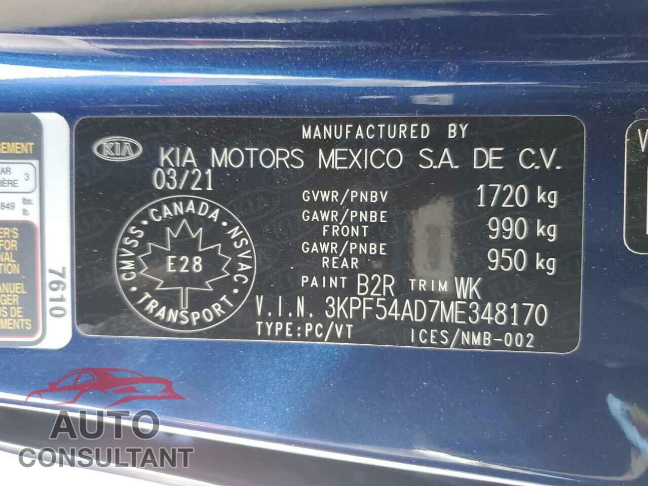 KIA FORTE 2021 - 3KPF54AD7ME348170