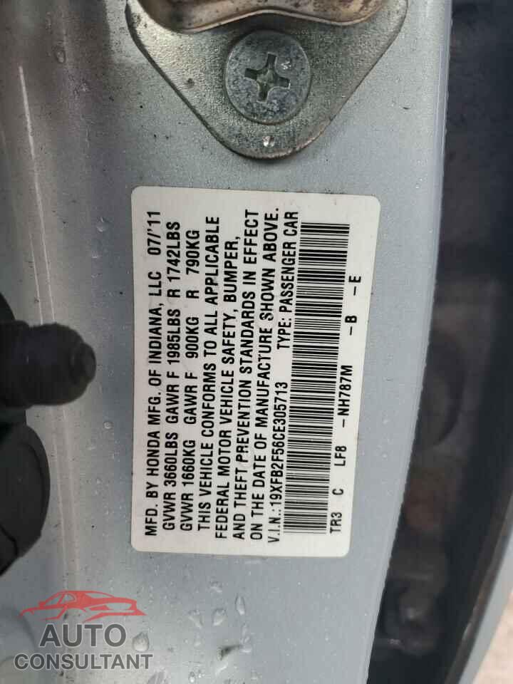 HONDA CIVIC 2012 - 19XFB2F56CE305713
