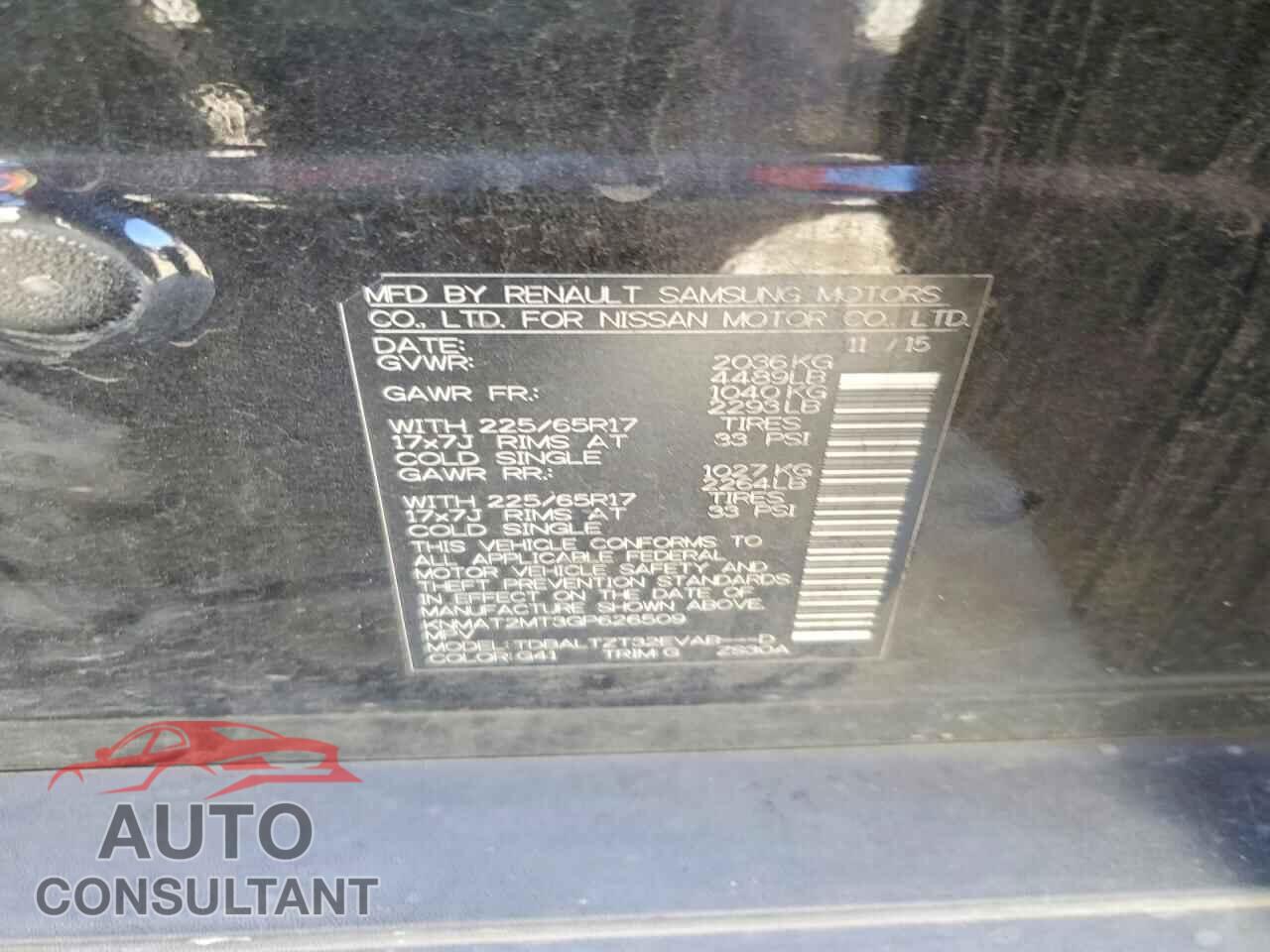 NISSAN ROGUE 2016 - KNMAT2MT3GP626509