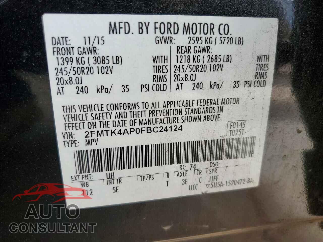 FORD EDGE 2015 - 2FMTK4AP0FBC24124