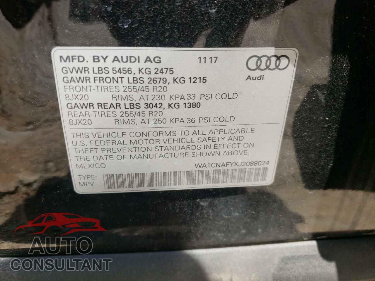 AUDI Q5 2018 - WA1CNAFYXJ2088024