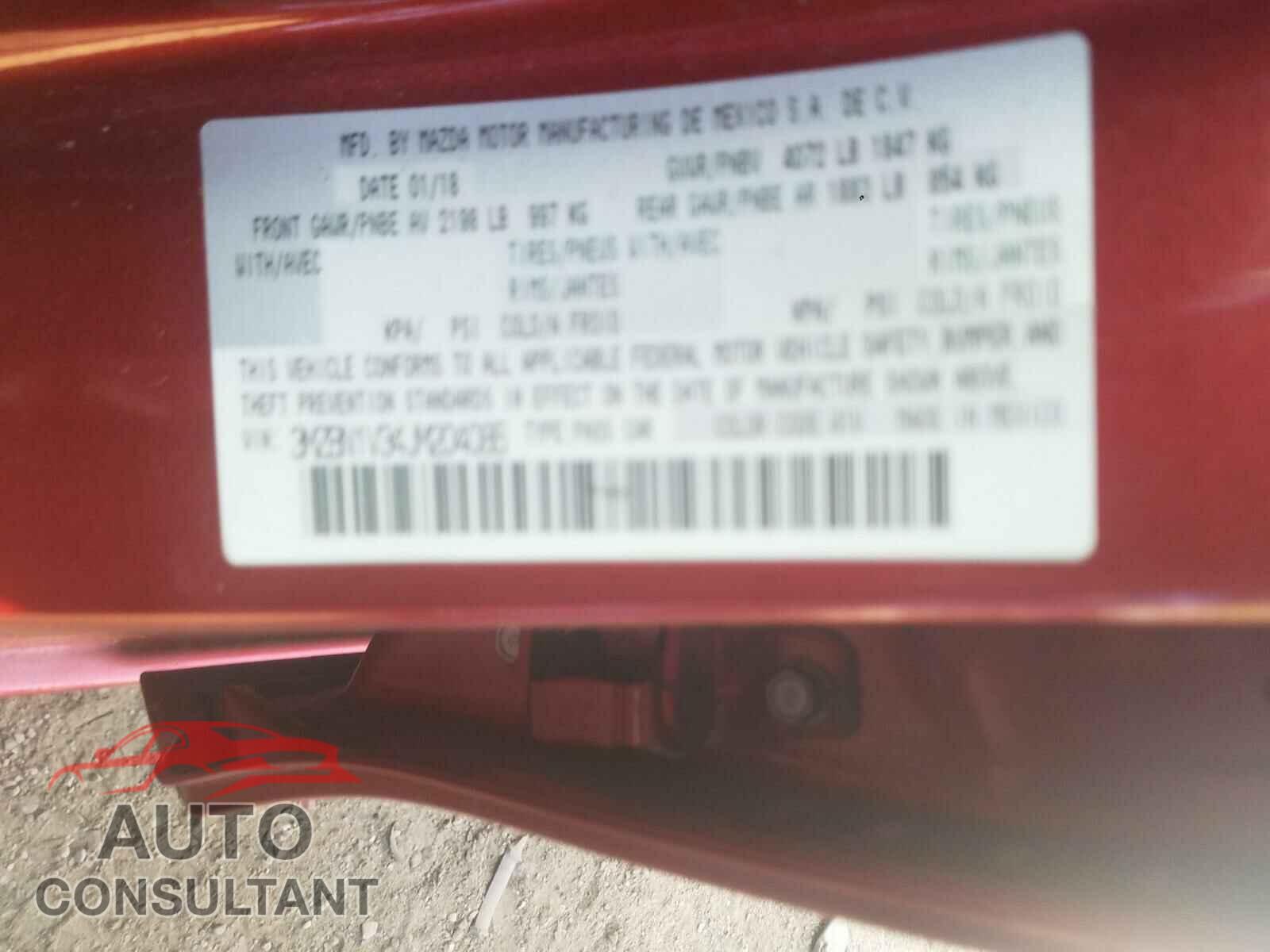 MAZDA 3 2018 - 3MZBN1V34JM204086