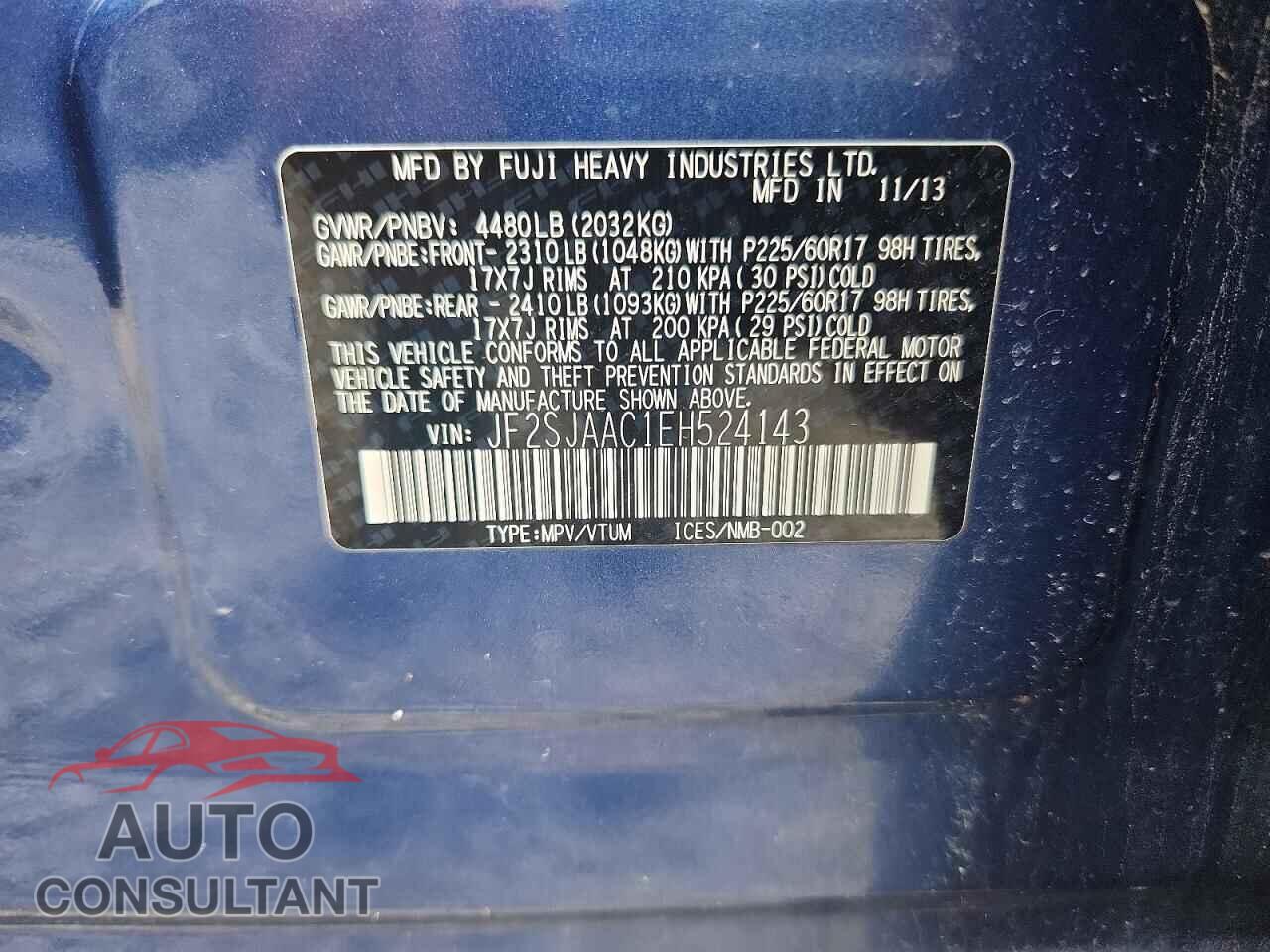 SUBARU FORESTER 2014 - JF2SJAAC1EH524143