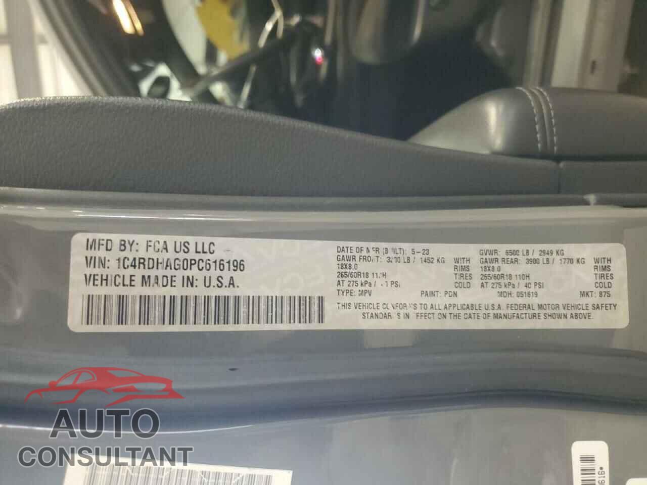 DODGE DURANGO 2023 - 1C4RDHAG0PC616196