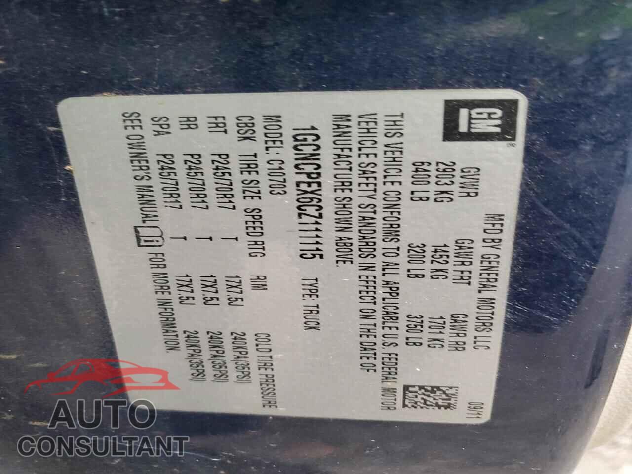 CHEVROLET SILVERADO 2012 - 1GCNCPEX6CZ111115